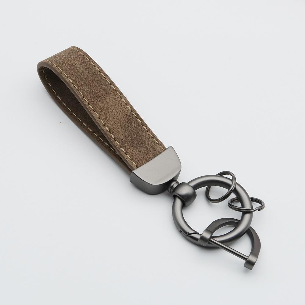 Custom LOGO Suede Leather Keychain Vintage Laser Engrave Car Key Ring Holder for Men and Women Personalized Key Chains Ring