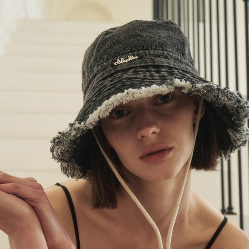 Allincomplete Denim Bleaching Safari Hat Black