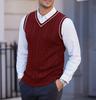 Men's Knitted Vest, Sleeveless, Casual V-neck, Thickened Waistcoat