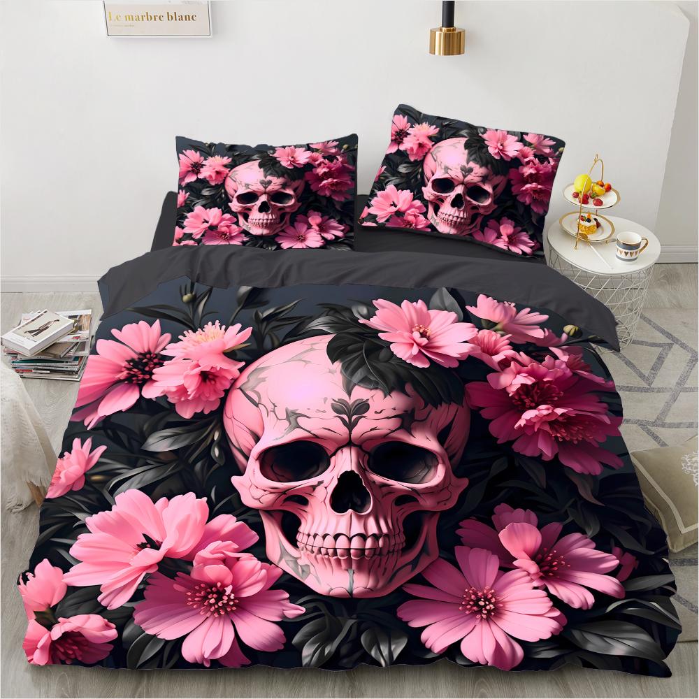 Skull Pattern 3D Print (Three Piece Set) Single Double Queen Quilt Cover Pillowcase Bedding Set