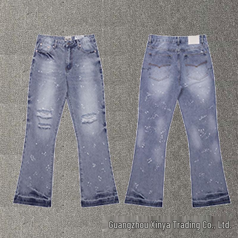 GALLERY DEPT Jeans Acampanados Retro Unisex Patchwork Desgastados con Lavado Salpicado