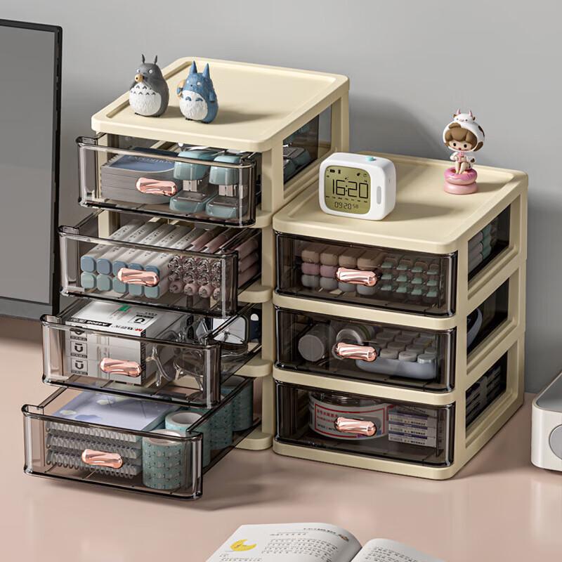 TRNFA W8603-4 Desktop Storage Box with Transparent Drawers