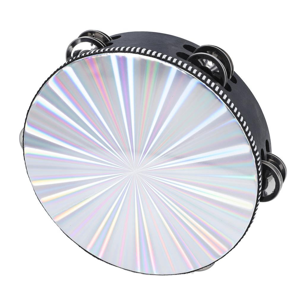 Radiant Tambourine Reflective Clear Crisp Sound Double Row Bell Drum Hand Percussion Instrument 8 Inch