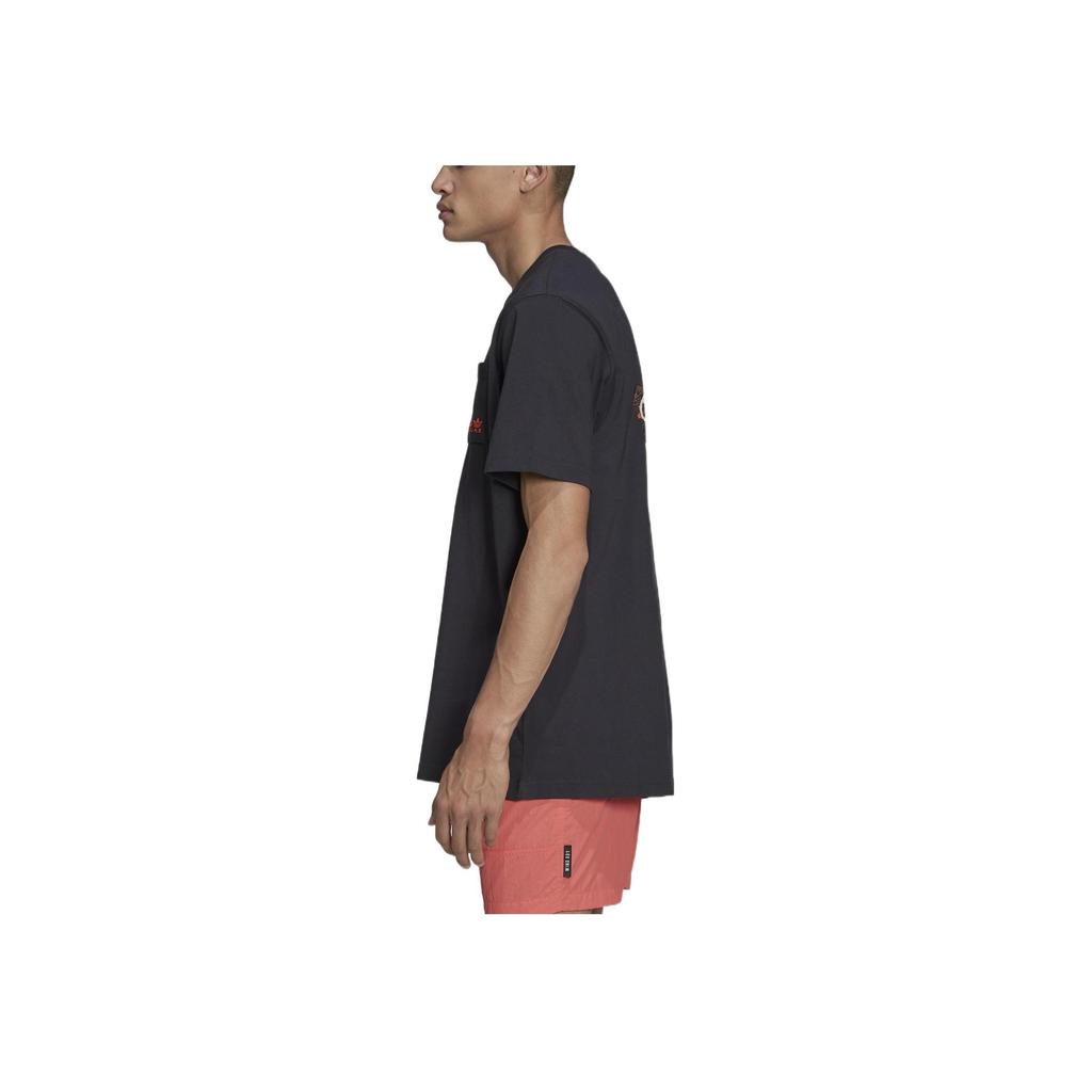 Adidas Originals Sport Casual Pocket Butterfly Logo Crew Neck Short Sleeve T-Shirt Men Tops Black HF4795