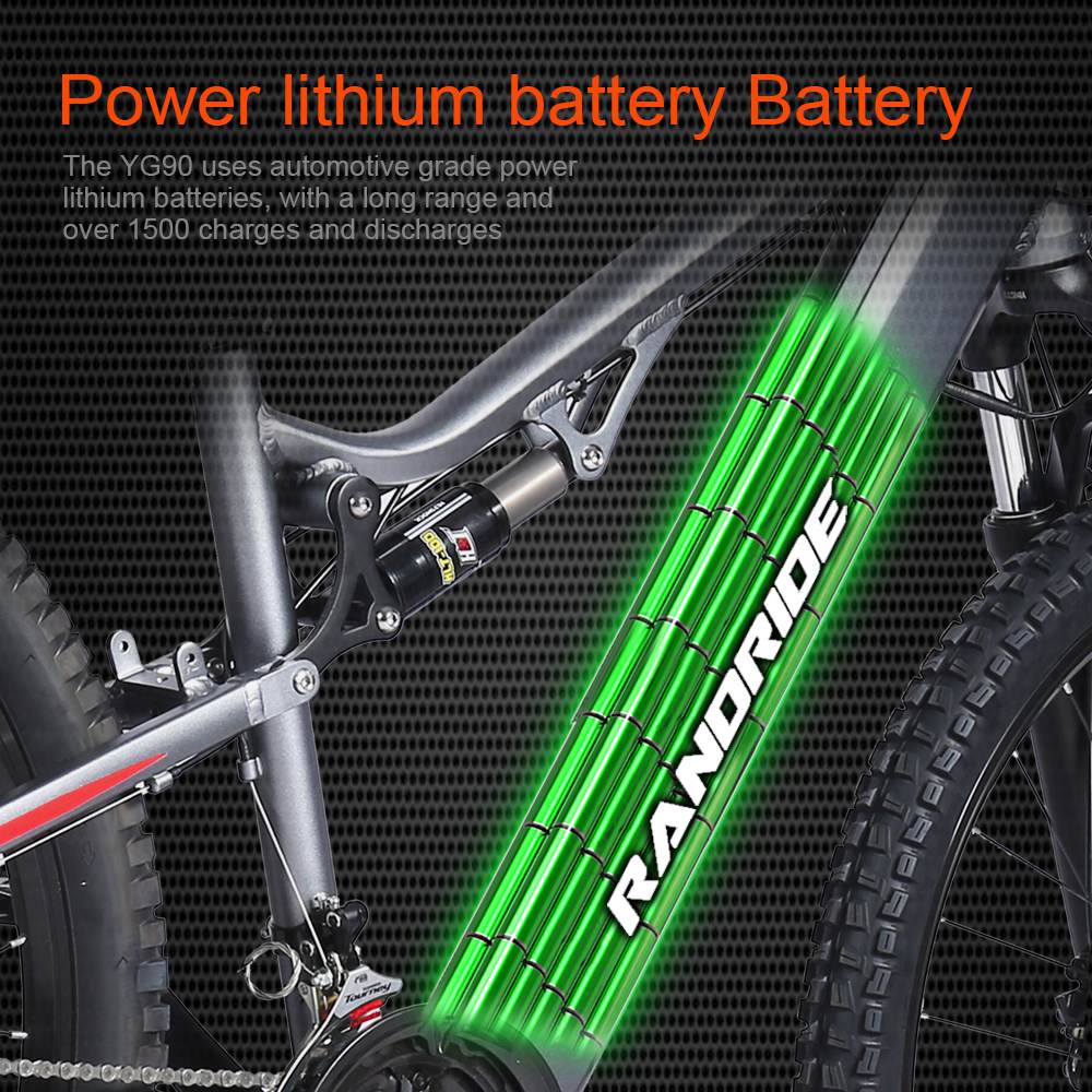 Electric Mountain Bike RANDRIDE YG90A 1000W Motor 48V 17Ah Battery Max Speed 45km/h Max Range 90km