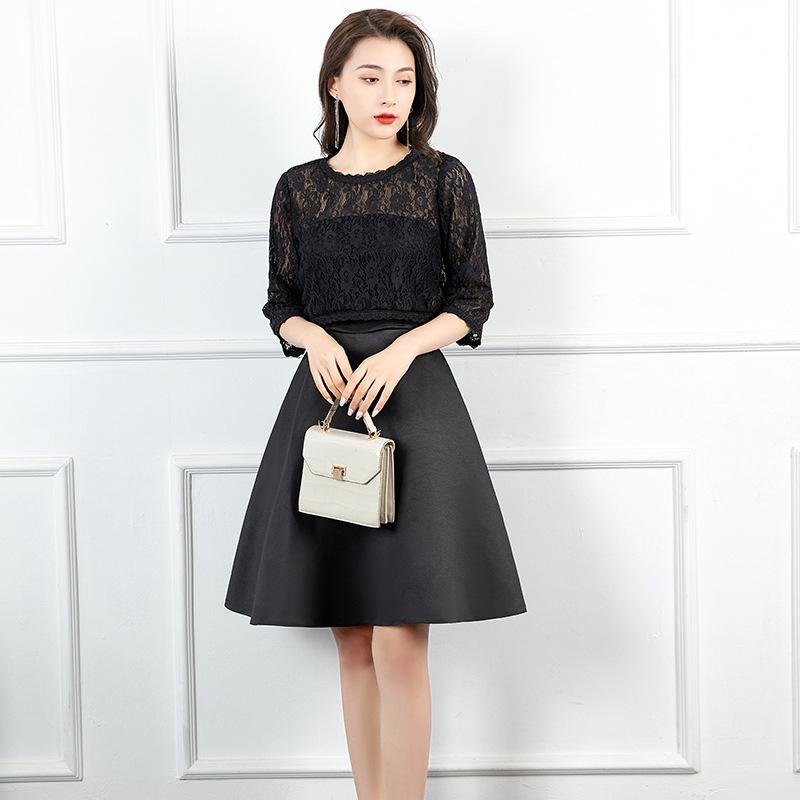 

Foreign trade dress celebrity party temperament spring and summer new waist black thin Hepburn evening dress XS