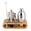 Stainless Steel Cocktail Shaker Set with Bamboo Stand