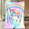 Rainbow unicorn Theme blanket Lightweight Warm Flannel Blanket Decorative Throw Blanket for Home Decoration