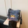 Small Square-shaped Washable Denim Bag - Casual, Simple, Large Capacity, Single Shoulder Bag