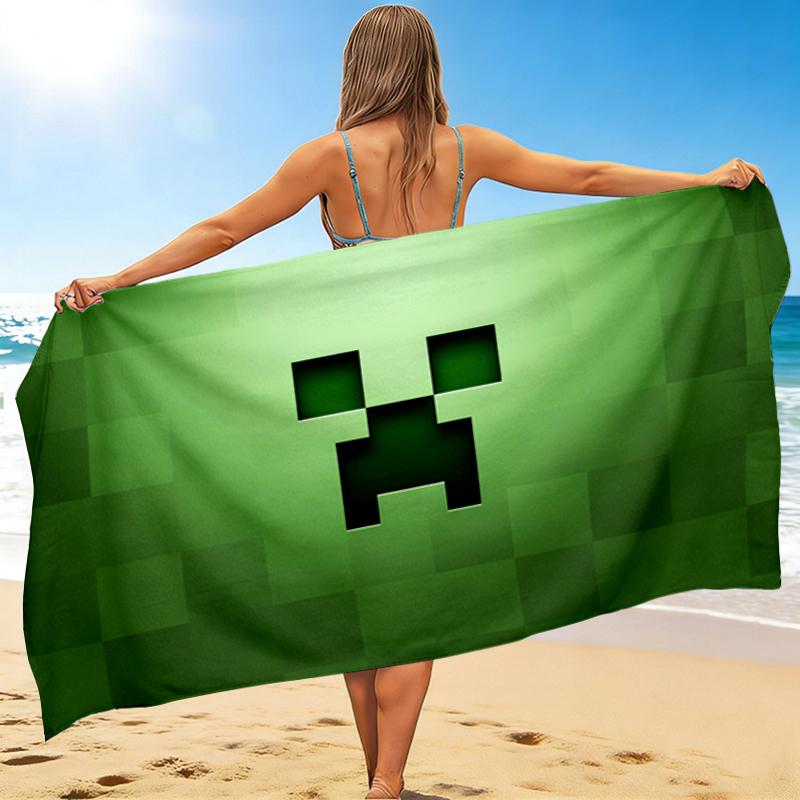 1Pc Green Icon Beach Towel, Quick Dry, Multi-Use for Beach Pool Gym Yoga Home Travel, Christmas, Halloween, Xmas Gift M928844