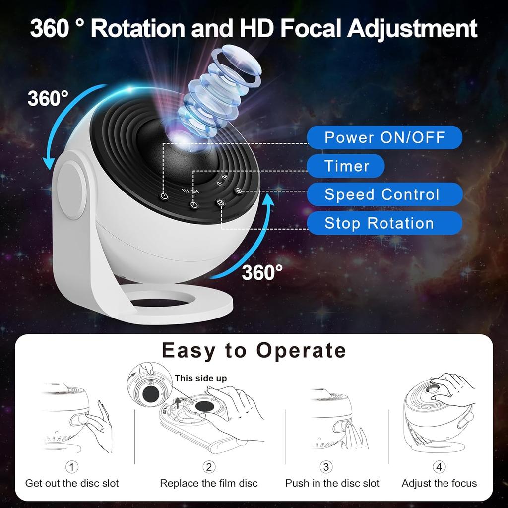 Galaxy Projector Pro for Bedroom, 13 In 1 Planetarium Star Projector with Solar System & Constellation, Night Light for Ceiling - 360° Rotating with