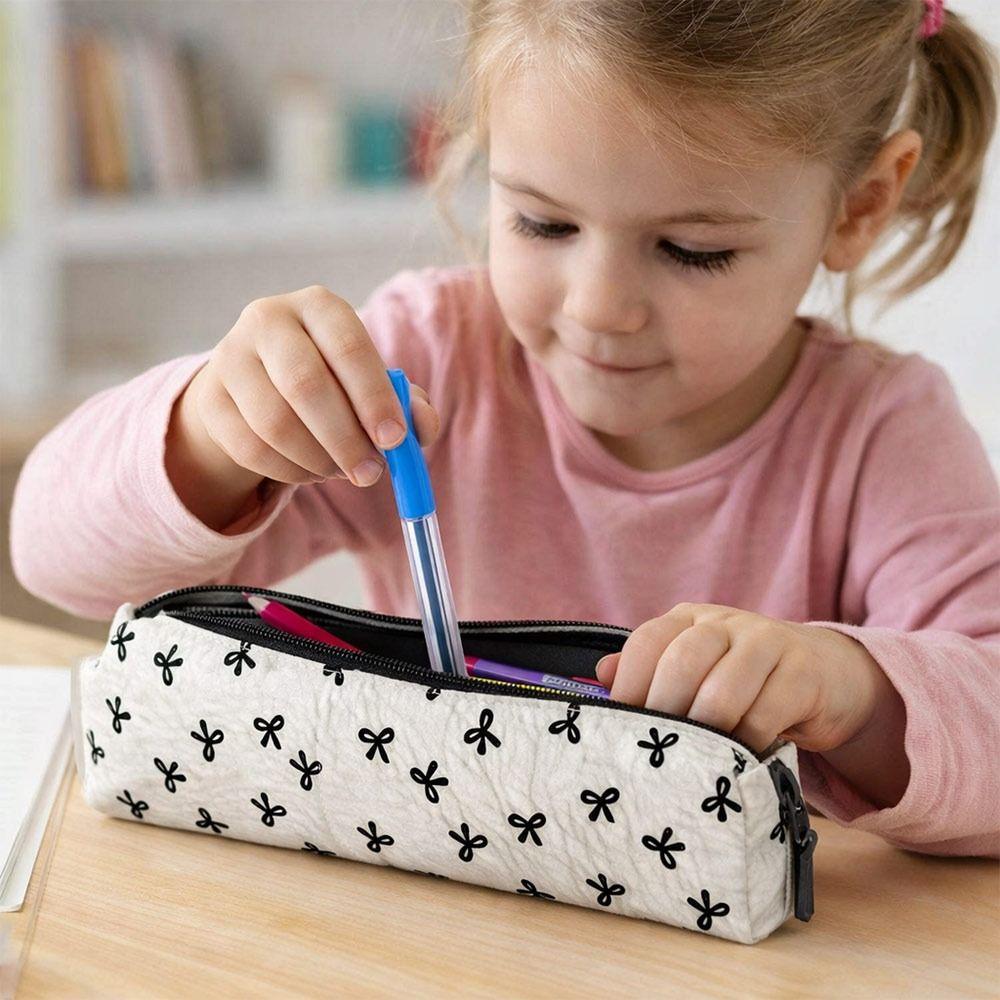 Portable Bowknot Pen Bag Zipper Closure Pencil Pouch New Pencil Case  School Supplies