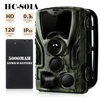 Cameră de vânătoare HC-801A cu baterie litiu de 5000Mah, viziune nocturnă, cameră de urmărire de 16MP, capcane foto impermeabile 0.3s 940nm, cameră sălbatică
