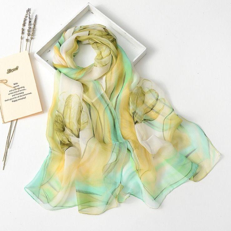 Thin Lotus Scarf Women's Scarf Soft Drape Scarf Shawl Spring and Autumn Scarf Windproof Shawl