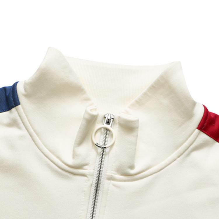 FILA American Spliced Colorblocked Logo Detail Half-Zip Loose Casual Pullover Sweatshirt Unisex Tops Saffron White F11U239299F-IV