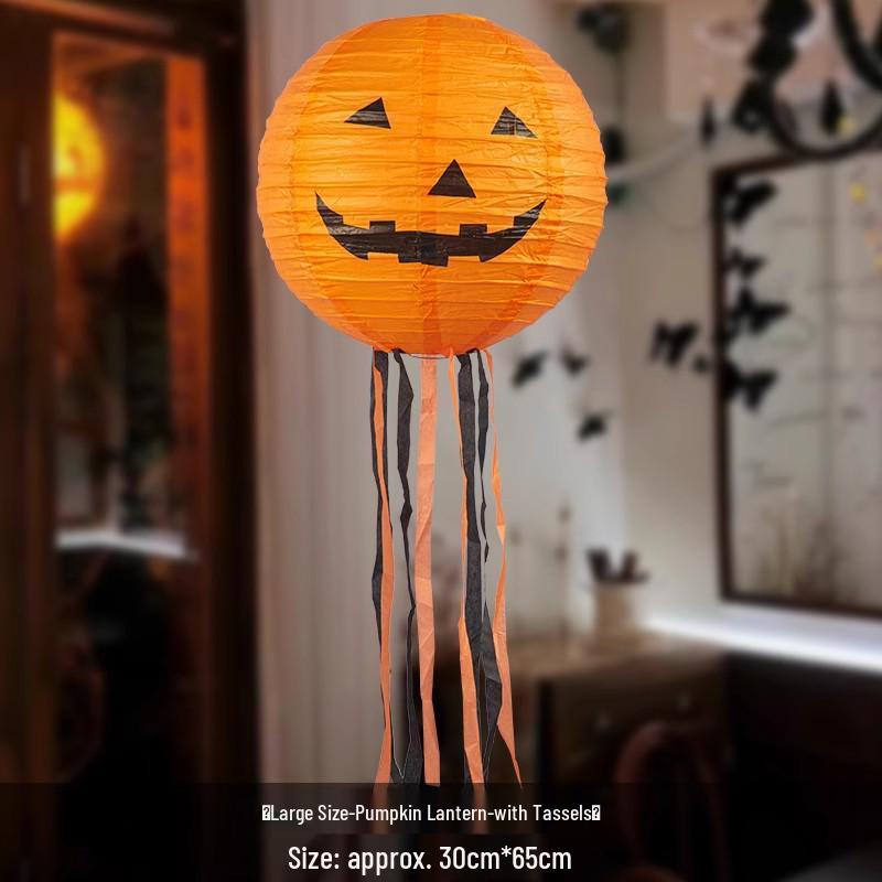 Outdoor Luminous Halloween Pumpkin Paper Lantern Decorations for Kindergartens and Hotels