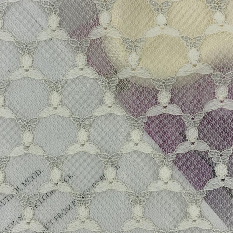 Hollow Silver Thread Three-Leaf Flower Polyester Lace Fabric for Women’s Dress, Wedding Dress, Cheongsam, and Formal Wear