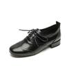 Fashion New Spring/autumn Genuine Leather Women Shoes Round Toe Shoes for Women Fashion Brogue Designs Lace Loafers Low Heel Women Pumps