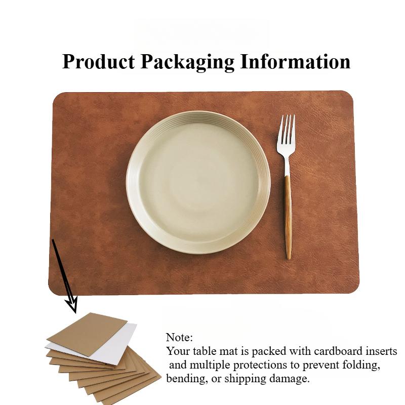 Inmos 4PC Cowhide-style Waterproof and Oil-resistant Faux Leather Table Mat Double-sided Rectangular Placemat Wash-free Design
