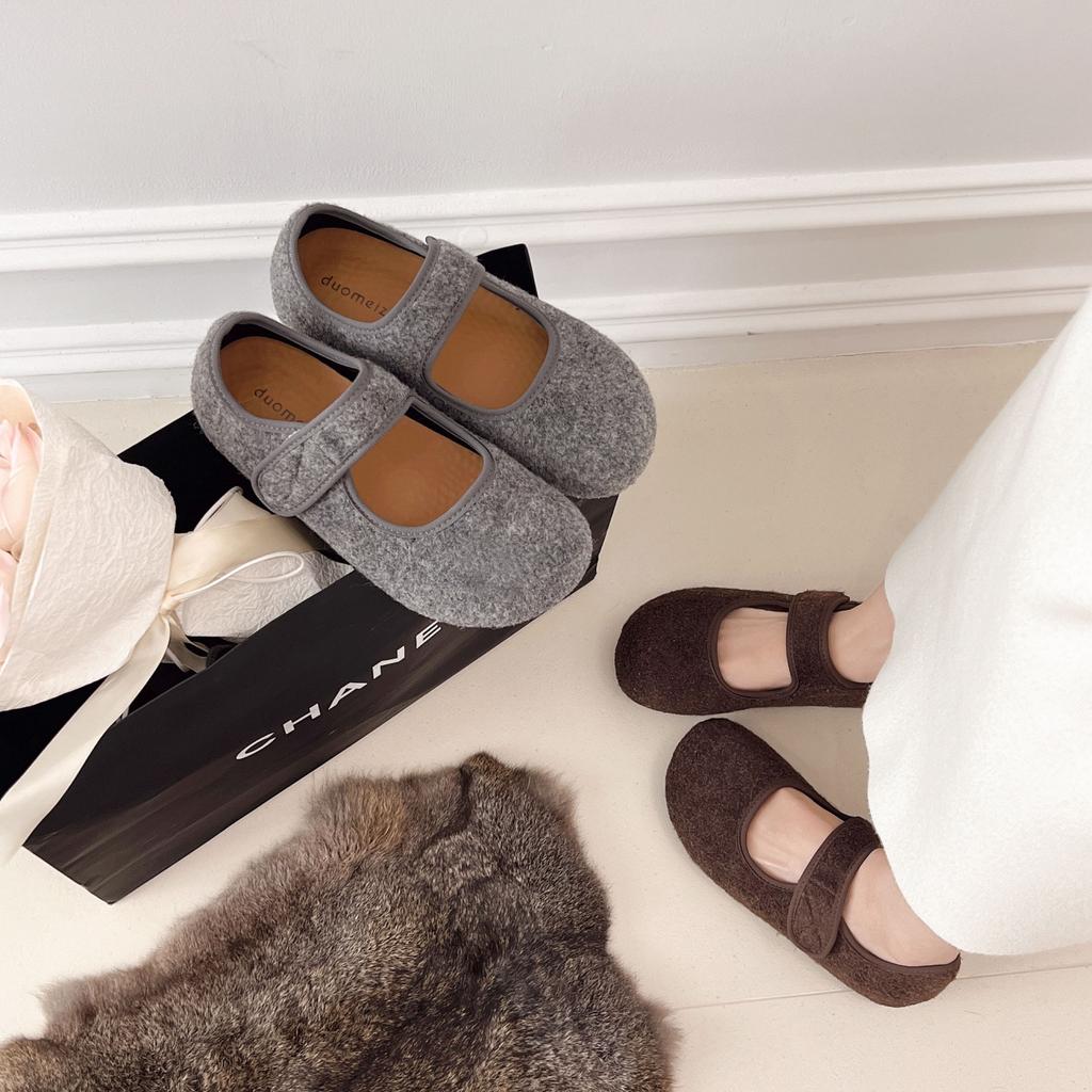 Vielseitige Plateau-Klettverschluss-Mao-Mao-Schuhe Damen Schuhe 2025 Herbst und Winter mit Röcken Mary Jane Einzelschuhe warme Baumwollschuhe