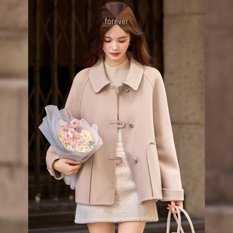Women's 100% Wool Double-faced Lapel Short Coat