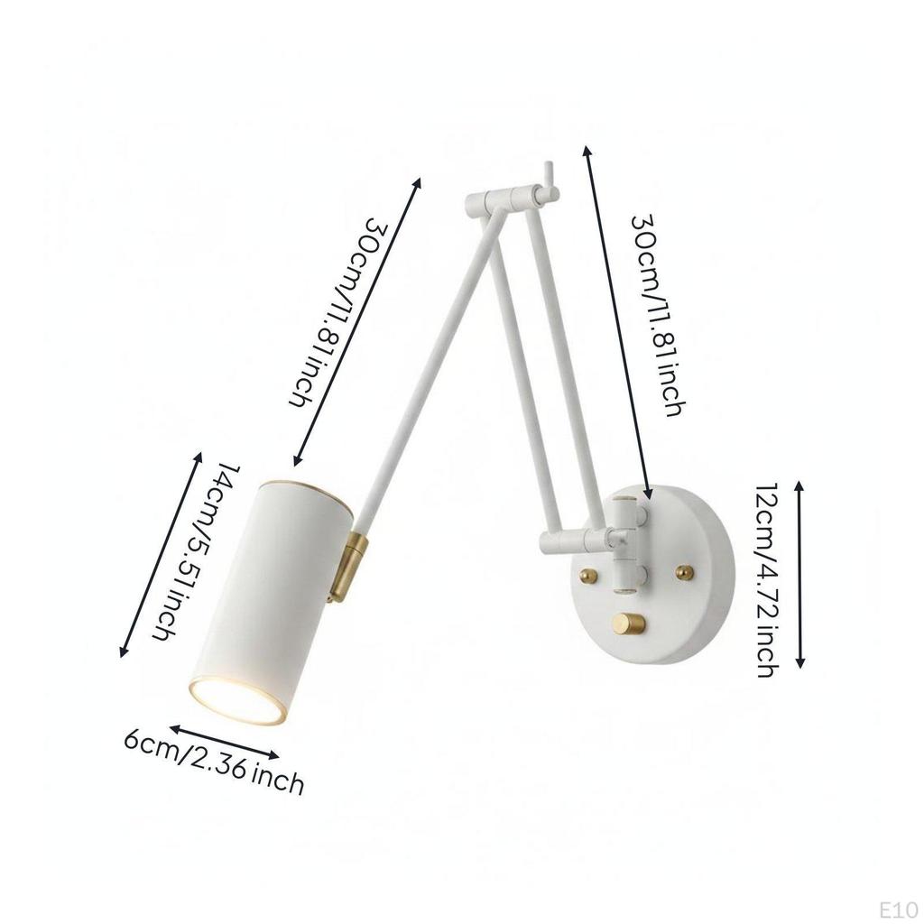 Adjustable Swing Arm Lamp Foldable Wall Light Retro Reading for Readers,