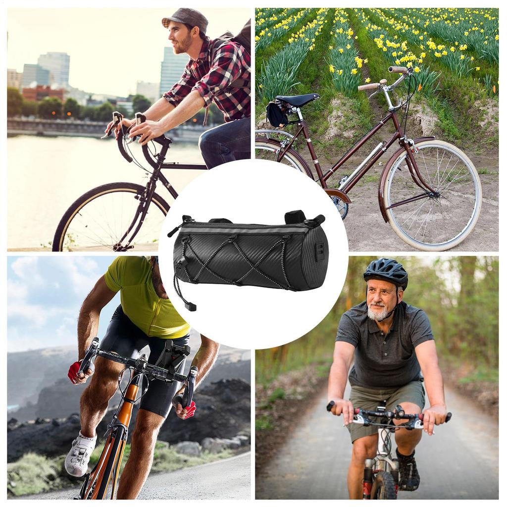 Bicycle Handlebar Bag-3L Waterproof Front Basket with Phone Mount Holder | Reflective Strap System,