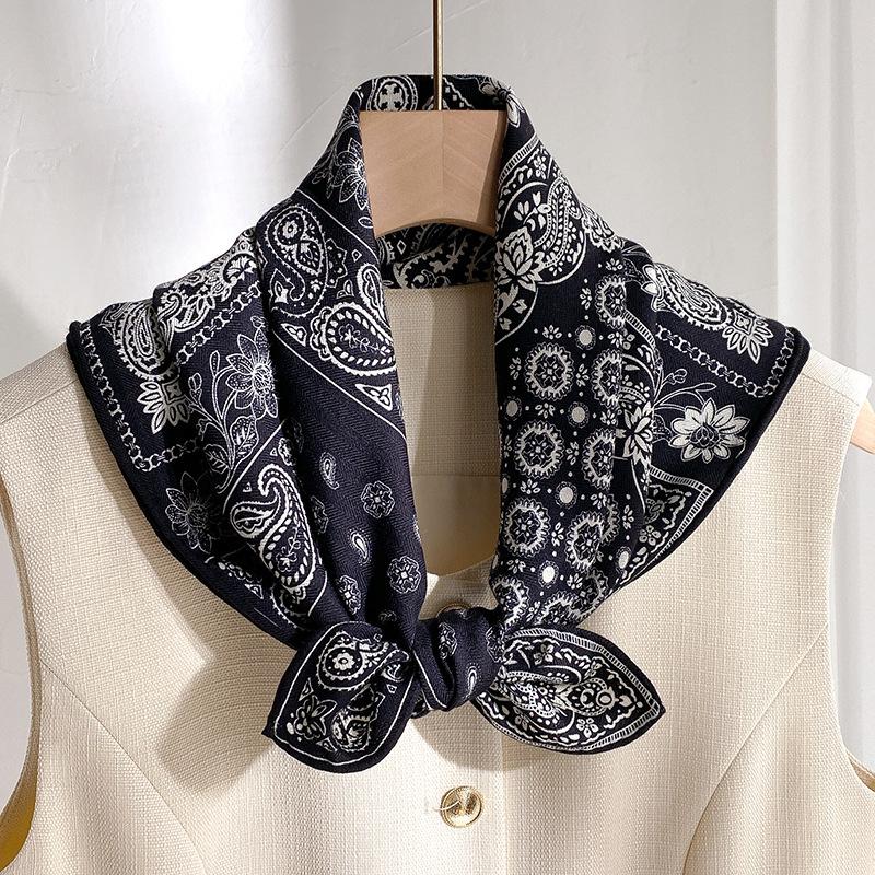 Cashew flower small square scarf silk scarf women s 2025 new scarf women s spring and summer high-end tie neck accessories neck strap decoration 65*65cm