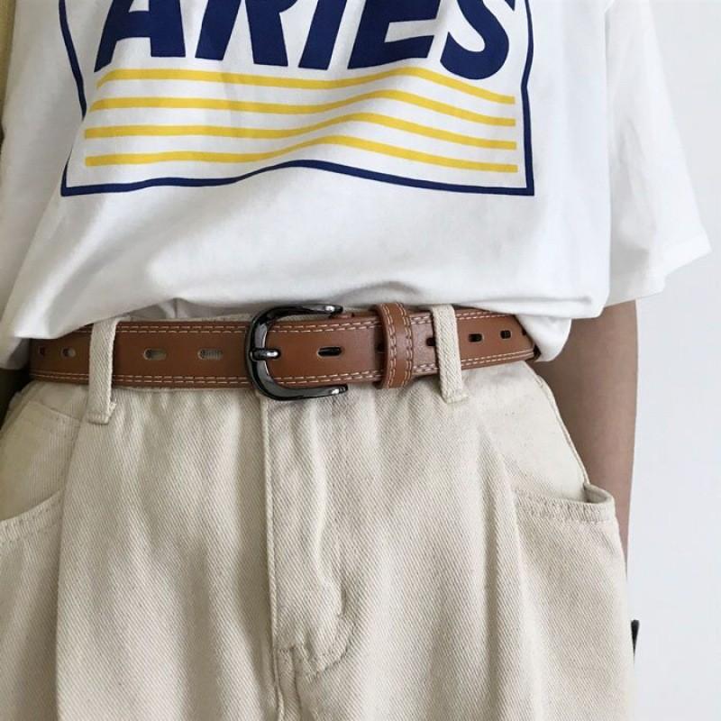 Soft Minimalist Chic Leather Waist Belt For Women In Black And Tan Color Options