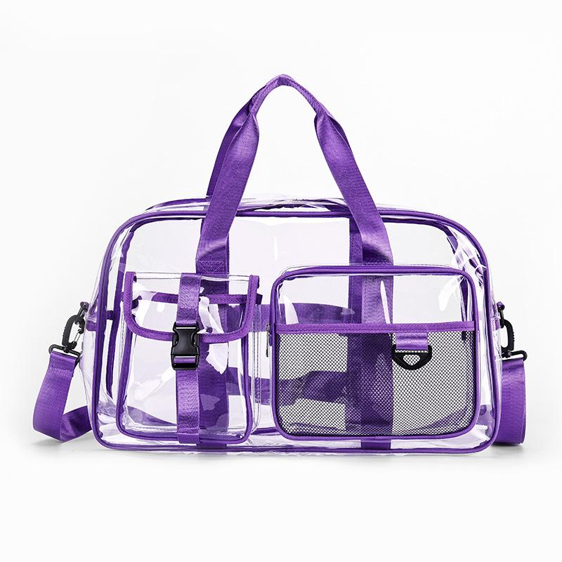 New Transparent PVC Swimming Storage Bag, Hand-held Contrasting Color Short Distance Travel Bag, Crossbody Large Capacity Fitness Bag