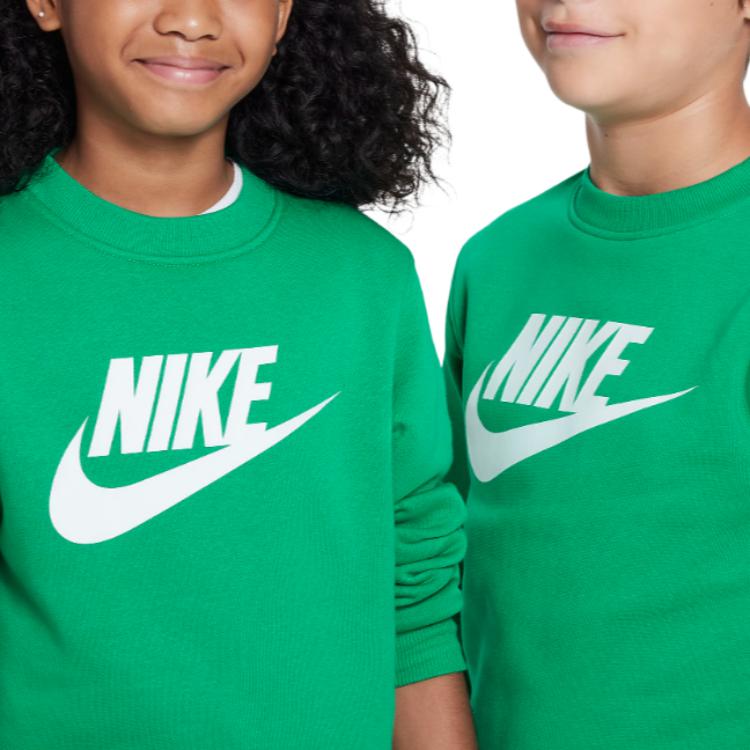 Nike Sportswear Club Fleece Logo Print Ribbed Crewneck Sweatshirt Kids sweatshirt Green FD2992-324