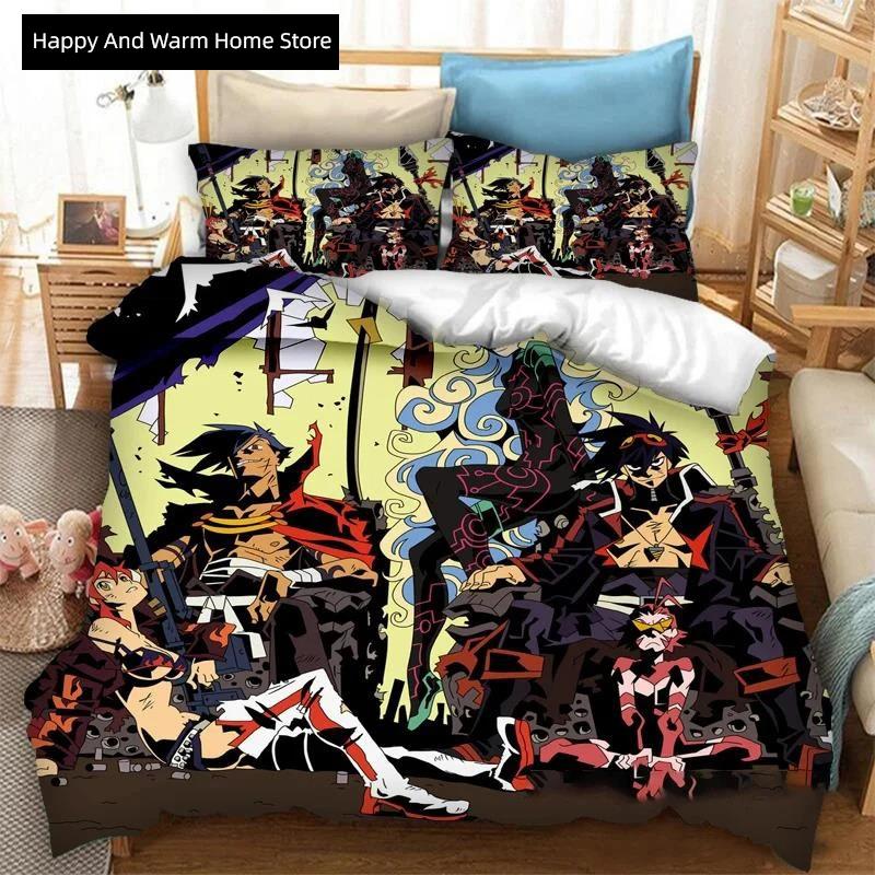 3D Printed Anime Tengen Topa Guren Lagan Soft Duvet Cover Beding Set Double Twin Ful Quen King Adult People Boy Bedclothes Comfortable Quilt Cover