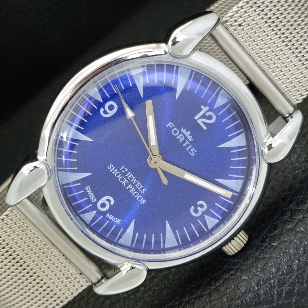 

REFURBISHED VINTAGE HAND-WINDING SWISS MENS BLUE COLOR DIAL WATCH a700814-5 R205a-a700814