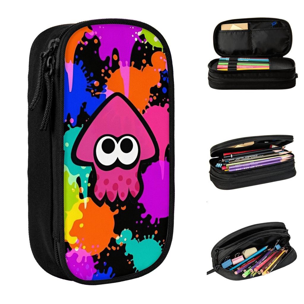 Aesthetic Pencil Case Splatoons Shoot Video Game Pencil Box School Pencil Cases Girls Boys Zipper Custom DIY School Stationery