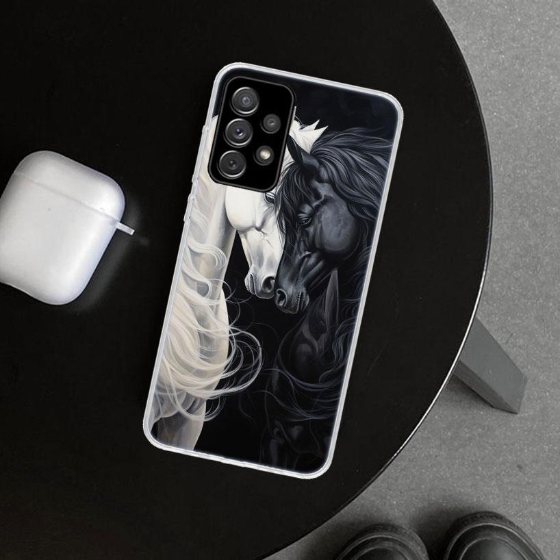Animal Black Horse Phone Case for Samsung Galaxy A17 A16 A26 A36 A56 A57 A37 A15 A25 A35 A55 A14 A24 A34 A54 A13 A23 A33 A53 Gal