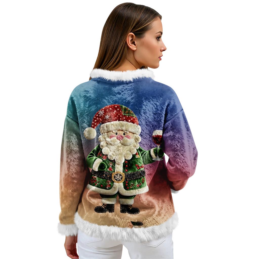Dam Casual Fleece Sweatshirt Långärmad Rund Hals Casual Bekväm Lös Passform Lättviktig Dam Flanell Sweatshirt
