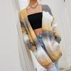 Women's  Tie Dyeing Medium Long Cardigan Pocket Knitted Sweater Coat