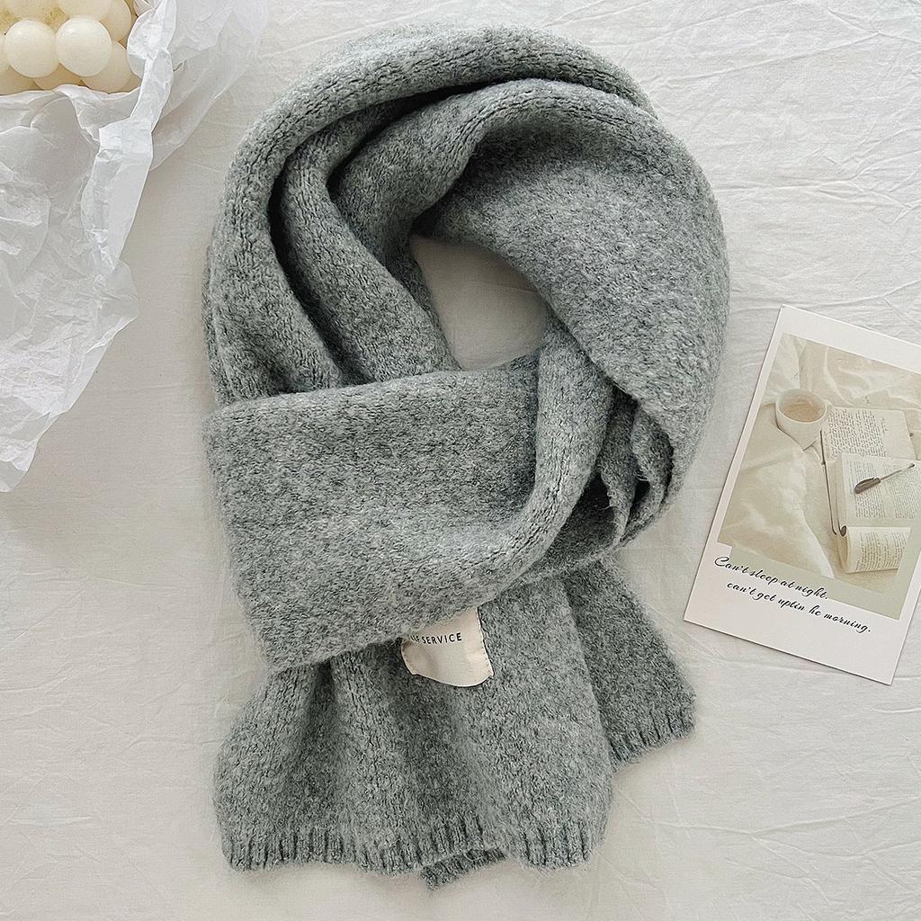 1116 Autumn and Winter New Solid Color Knitted Scarf Women's Daily Travel Temperament Versatile Scarf Winter Windproof and Cold