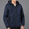 Men S Casual Hooded Jacket Long Sleeve Solid Color Multi Pocket