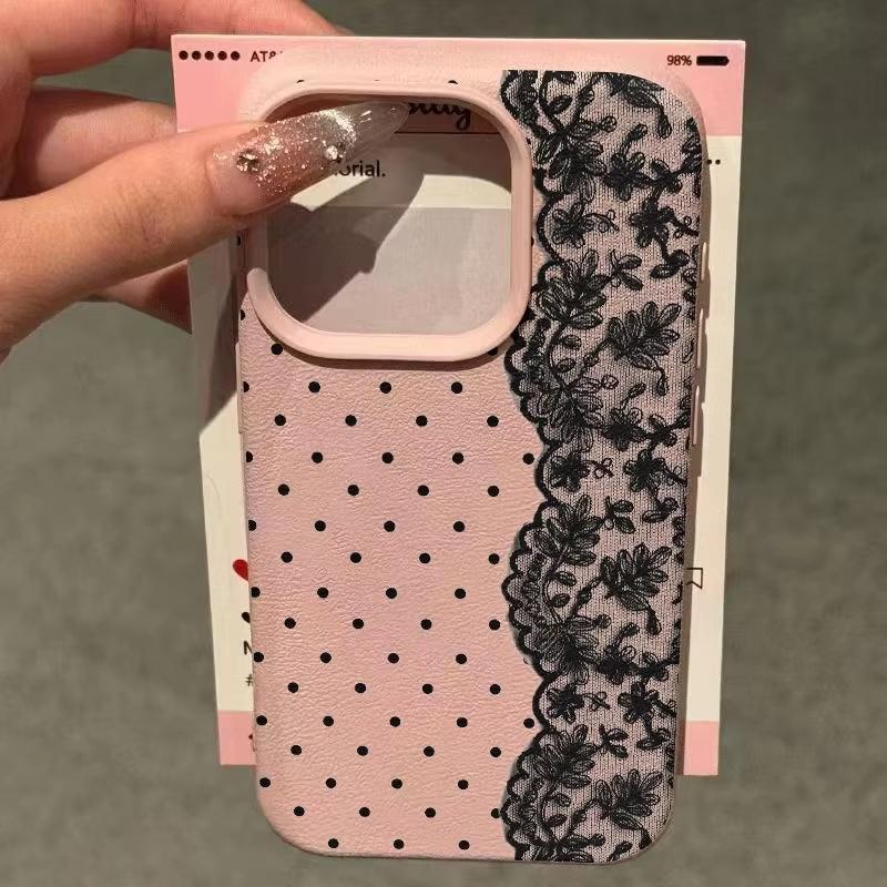 Polka Dot Floral Lace Pattern Phone Case For iPhone 17 Pro Max 16 15 14 13 12 11 XS Max X XR 15 14 Plus 17 Air Soft Back Cover