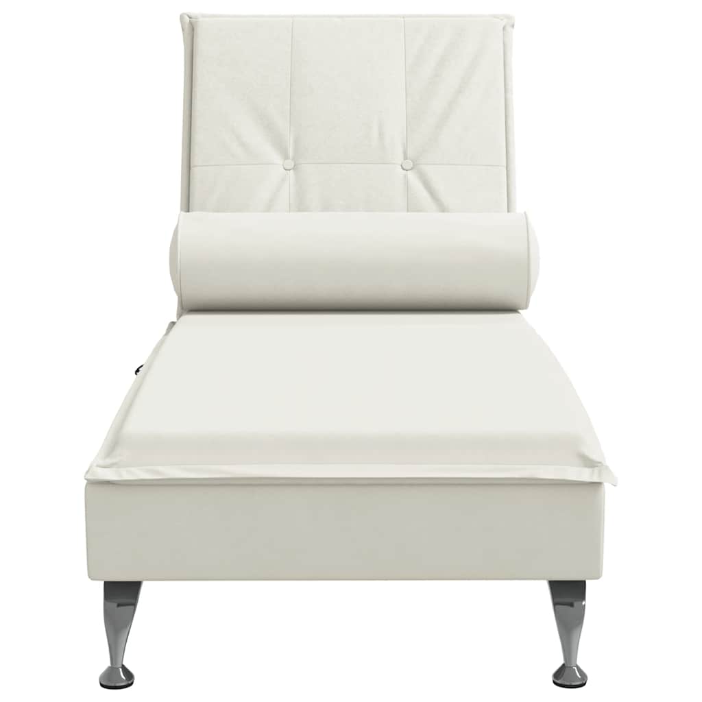 Massage Chaise Lounge with Neck Roll Cream Velvet