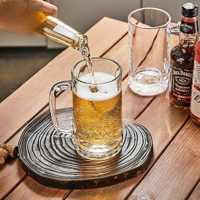 Bierglas mit großem Fassungsvermögen und Griff, transparentes Bierglas mit dickem Boden, Wasserflasche, Party-, Bar-, Saft-, Getränkebecher