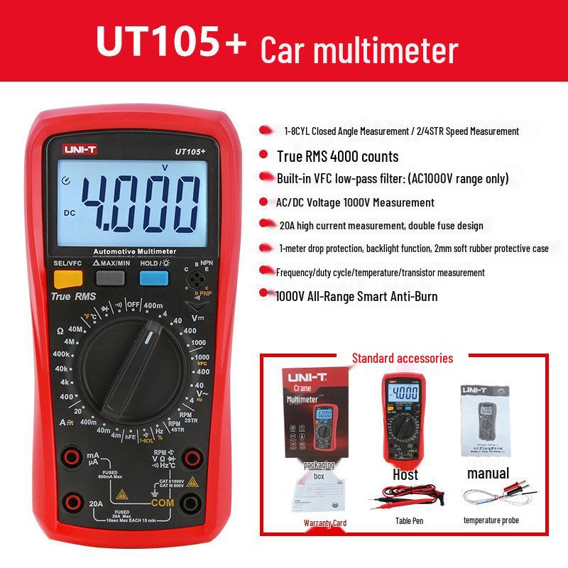 UNI-T UT105+ High Precision Digital Automotive Multimeter for Electrician and Auto Repair