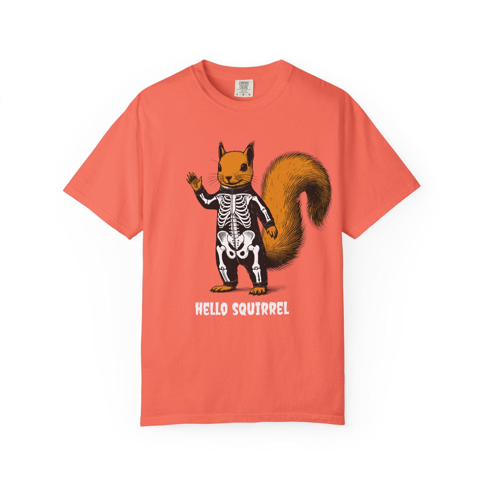 Squirrel Skeleton Halloween T-Shirt: Funny Spooky Animal Tee L