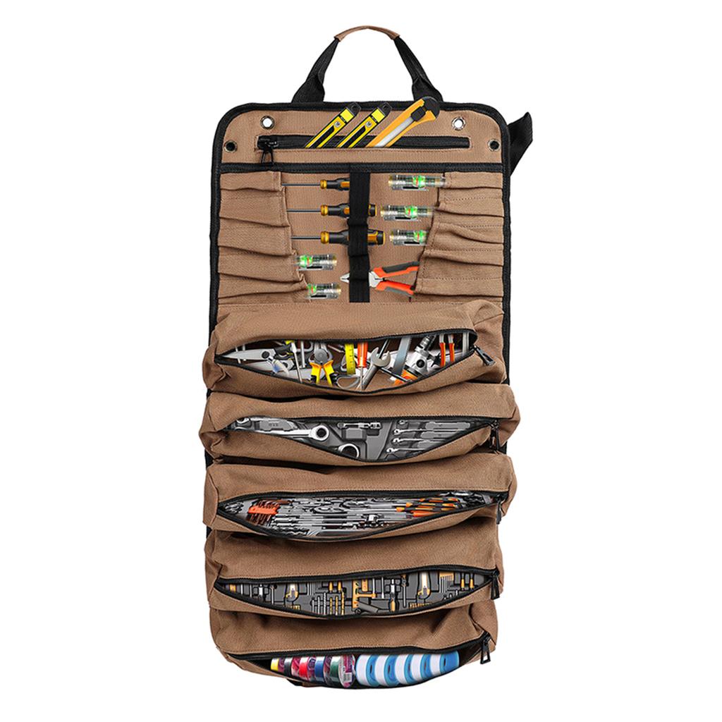 MultiPurpose Canvas Tool Bag Roll UP Tool Bag Tool Organizers with Multiple Pockets for Efficient Storage Easy Access