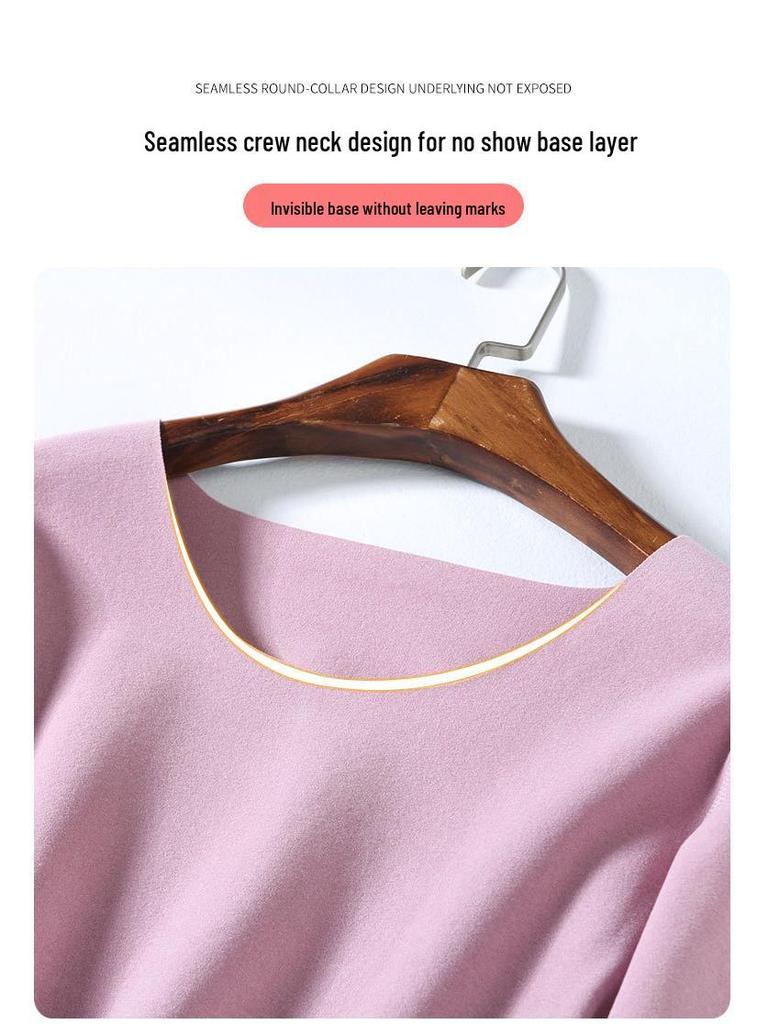 Plus Size Seamless Warm Underwear Set for Women - Fleece-Lined, High Elasticity, German Velvet, Autumn/Winter