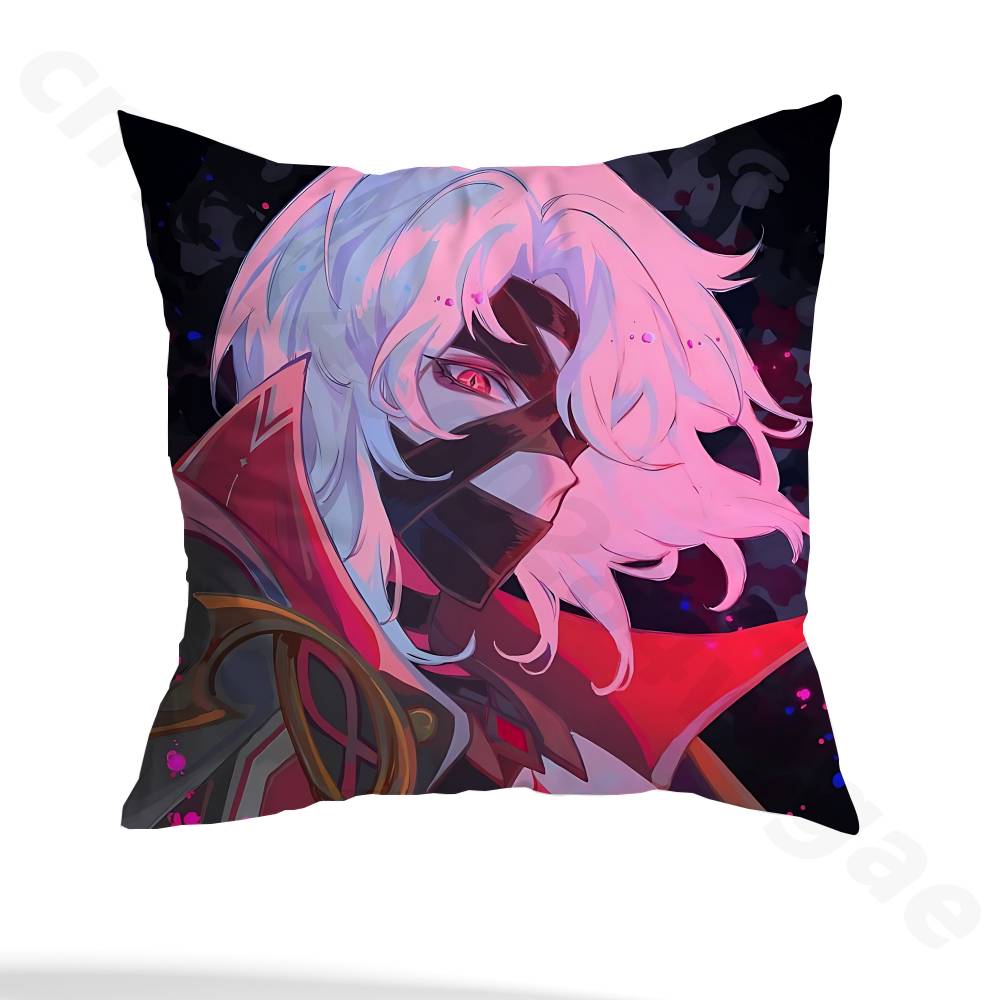 G-Genshin Rerir Reflective Pillow Case Square Double-Sided Printing Short Plush Sofa Cushion Cover Bedroom Bedside Pillow