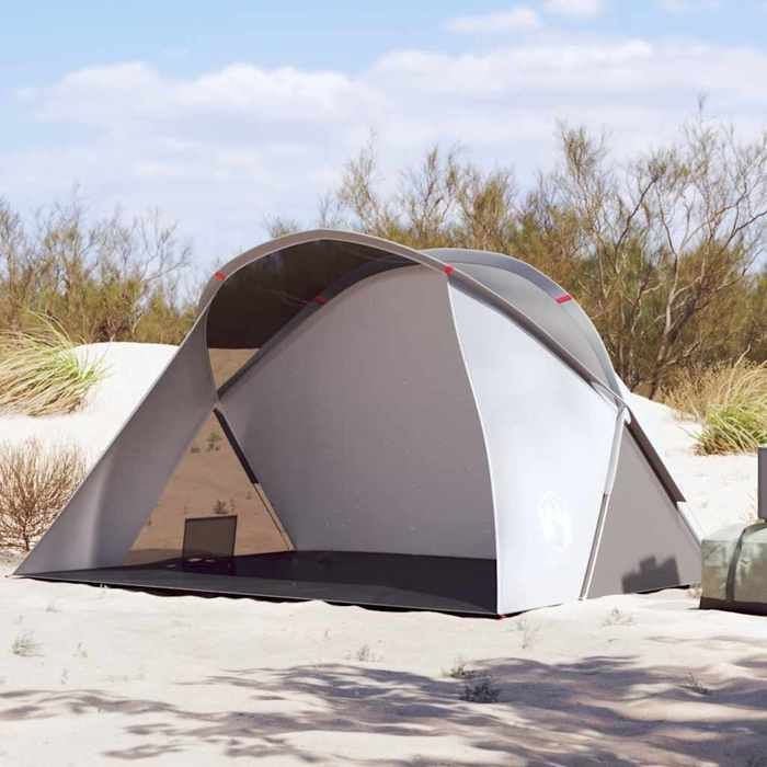 VidaXL Tente de plage 2 personnes gris escamotable imperméable, tente, tente de jardin, abri extérieur, tente de camping, 4004160