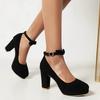 Plus Size 34-46 Women High Heel Shoes Sweet Lolita Platform Heels Fashion Bow Ankle Strap Pumps Wedding Bride Womens Shoes