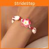 Soft Clay Flower Shell Bracelet With Adjustable Cord For Summer Beach Vacation Jewelry